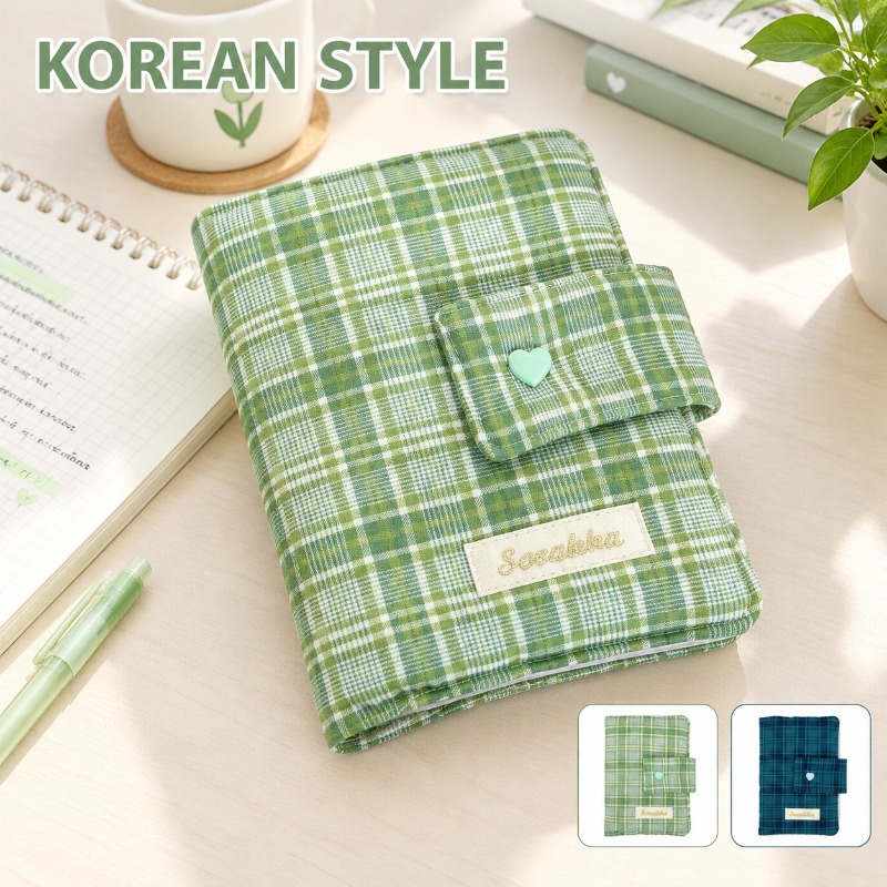 Laptop Sleeve - Green White Gingham Hand-journal Fabric Cover