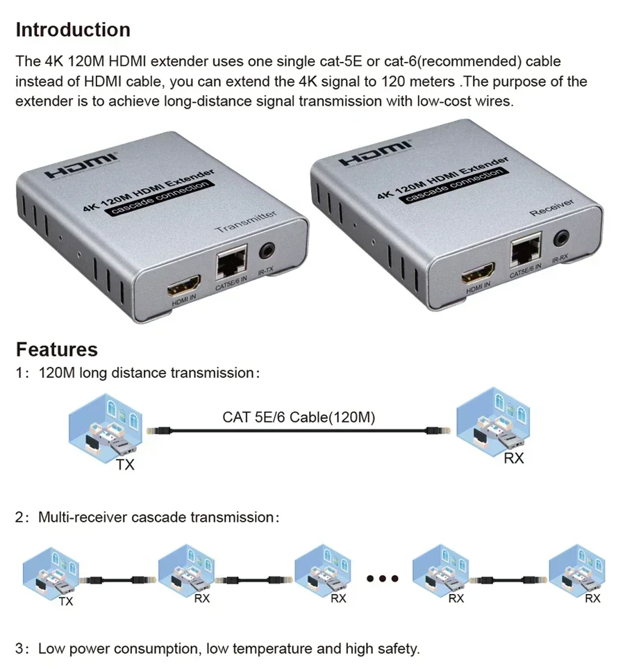 4K 120M HDMI Extender Over CAT - Hdmi Cable ulasan dan harga