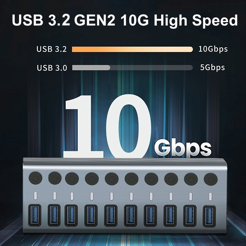 USB 3.0 Hub with 10 Ports High - Usb Hub ulasan dan harga