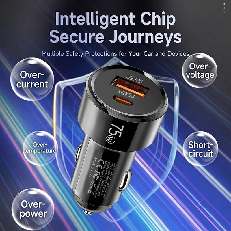 75W Dual Port Car Charger PD 4 - Usb C Hub ulasan dan harga