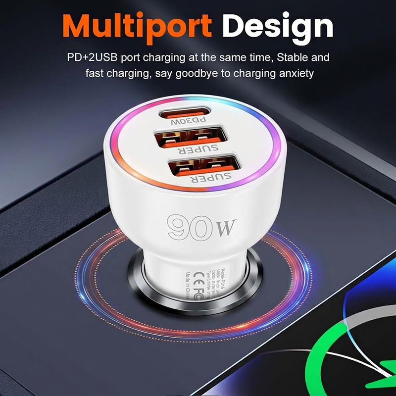 90W Car Charger Adapter with M - Usb C Hub ulasan dan harga